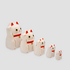 Handmade Paper-mâché Maneki-neko (White)