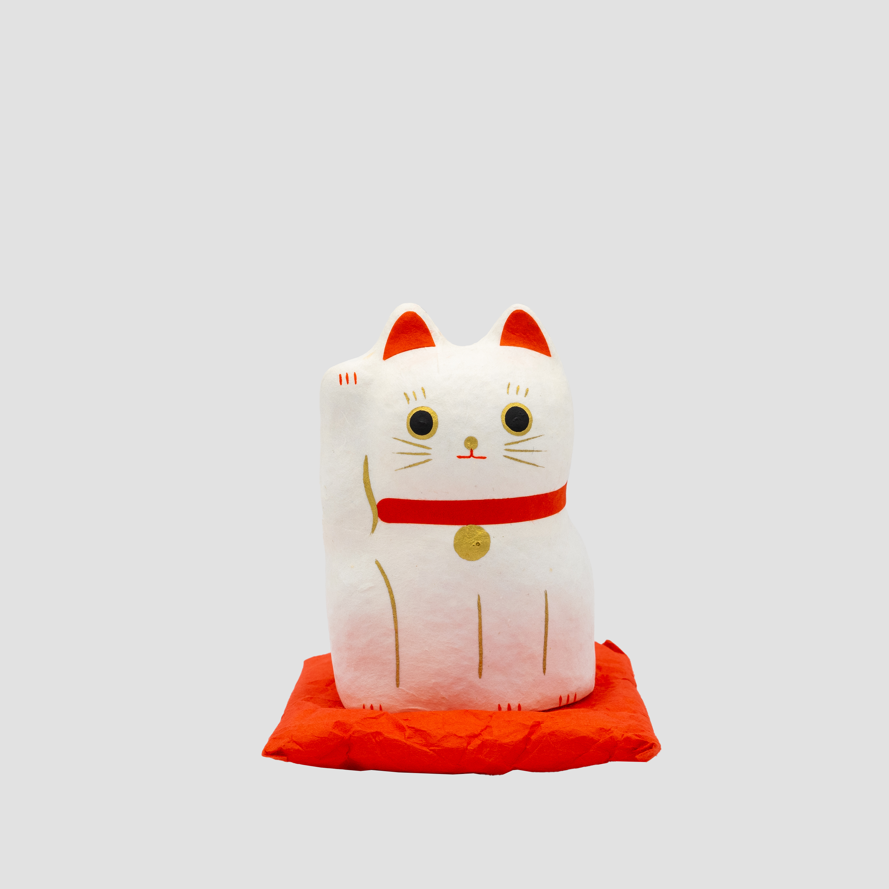 Handmade Paper-mâché Maneki-neko (White)