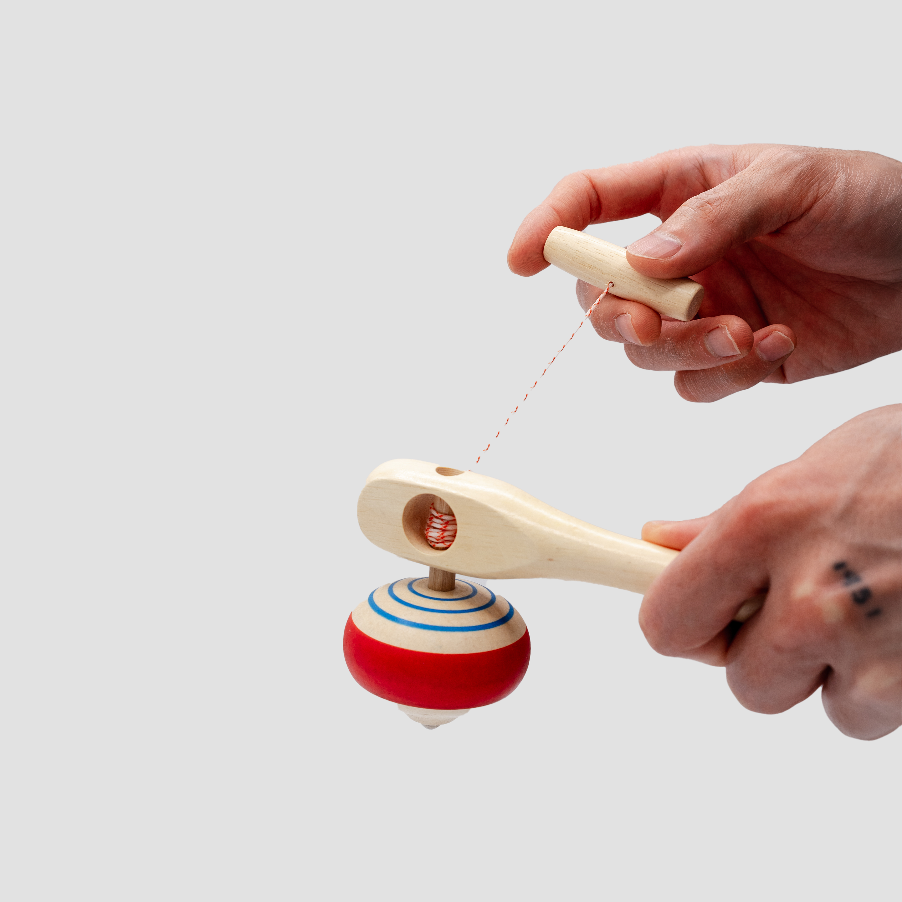 Wooden Spinning Top with Launcher