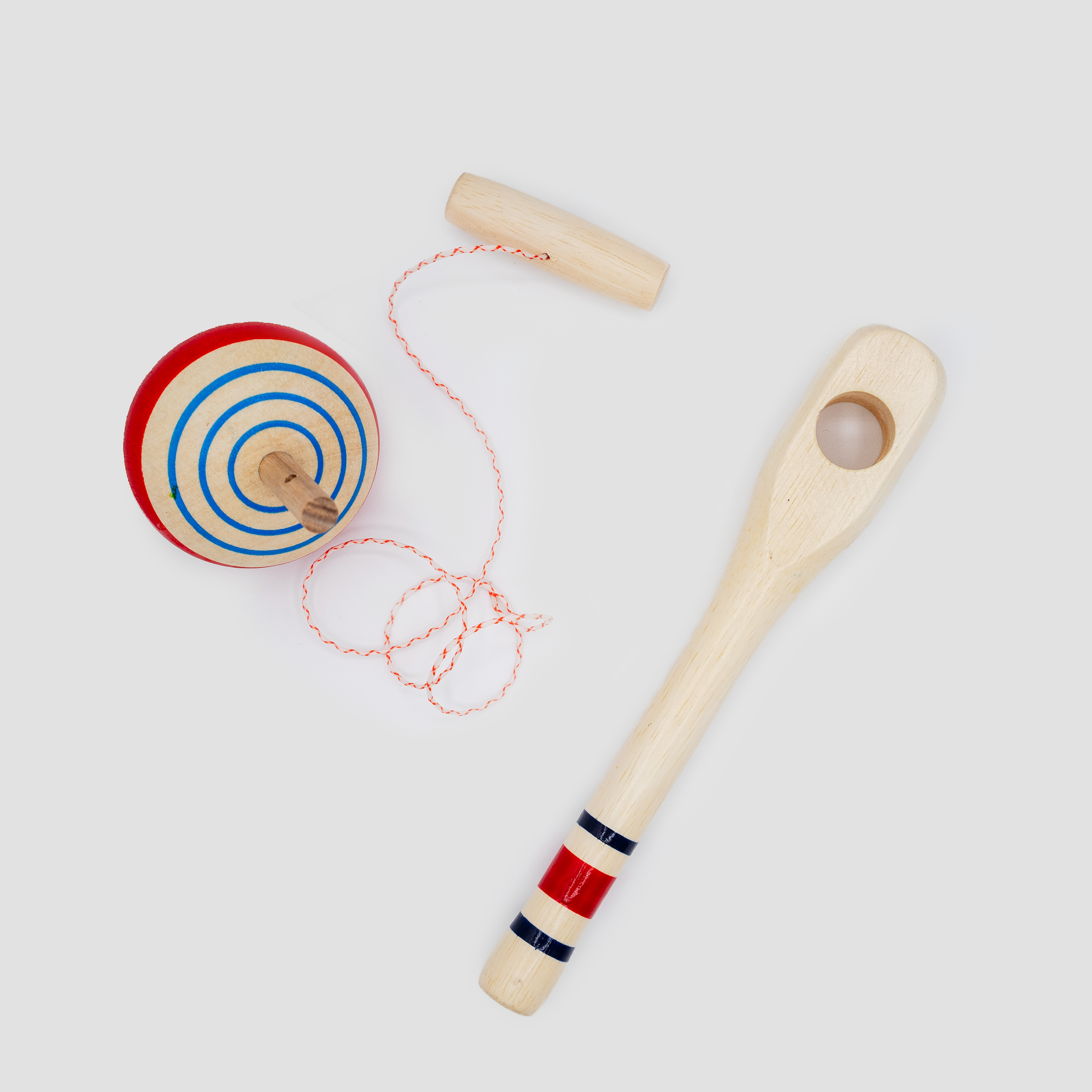 Wooden Spinning Top with Launcher